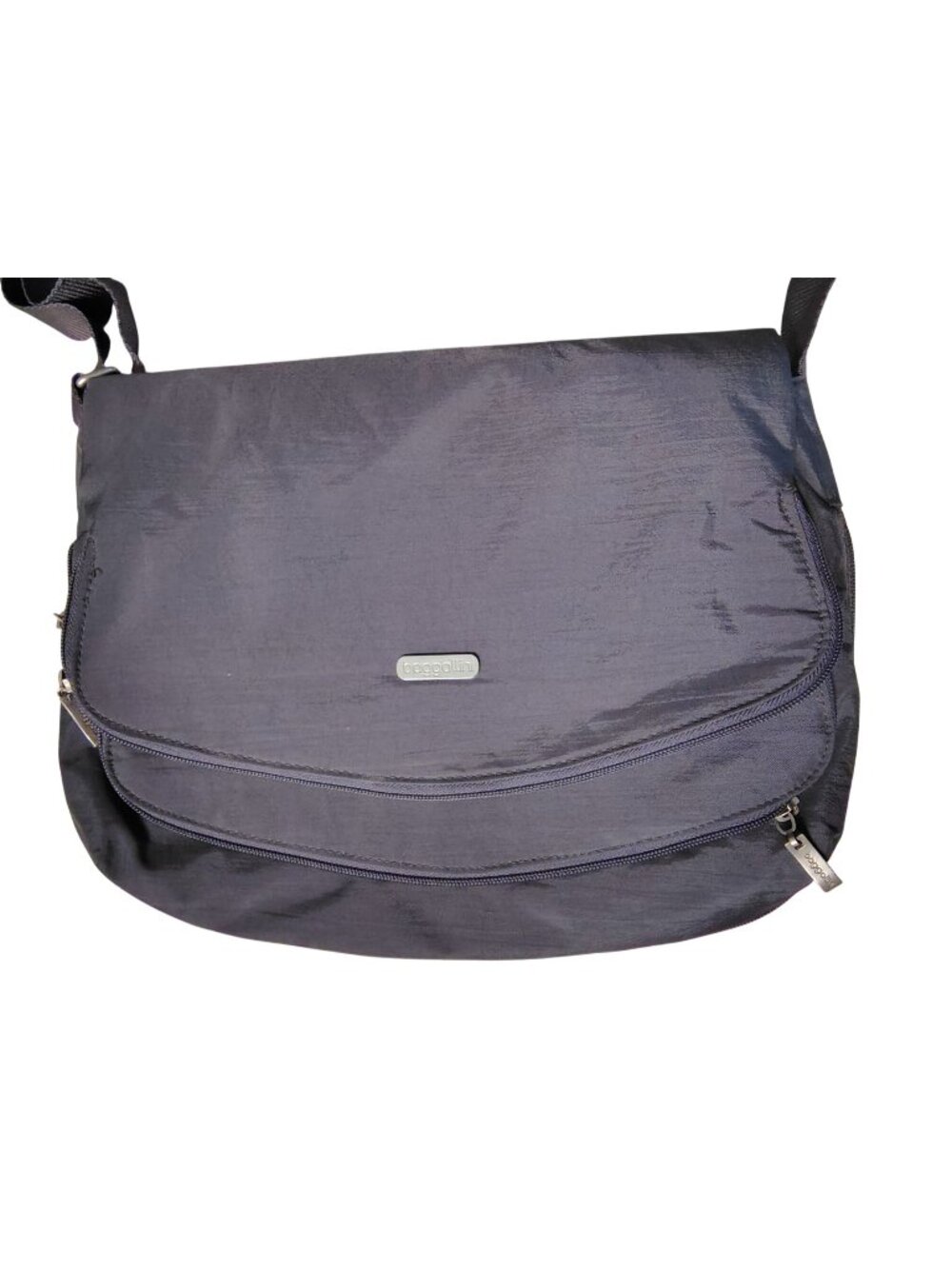 Baggallini Black Double Flap Expandable Crossbody Purse Bag, Adjustable Strap